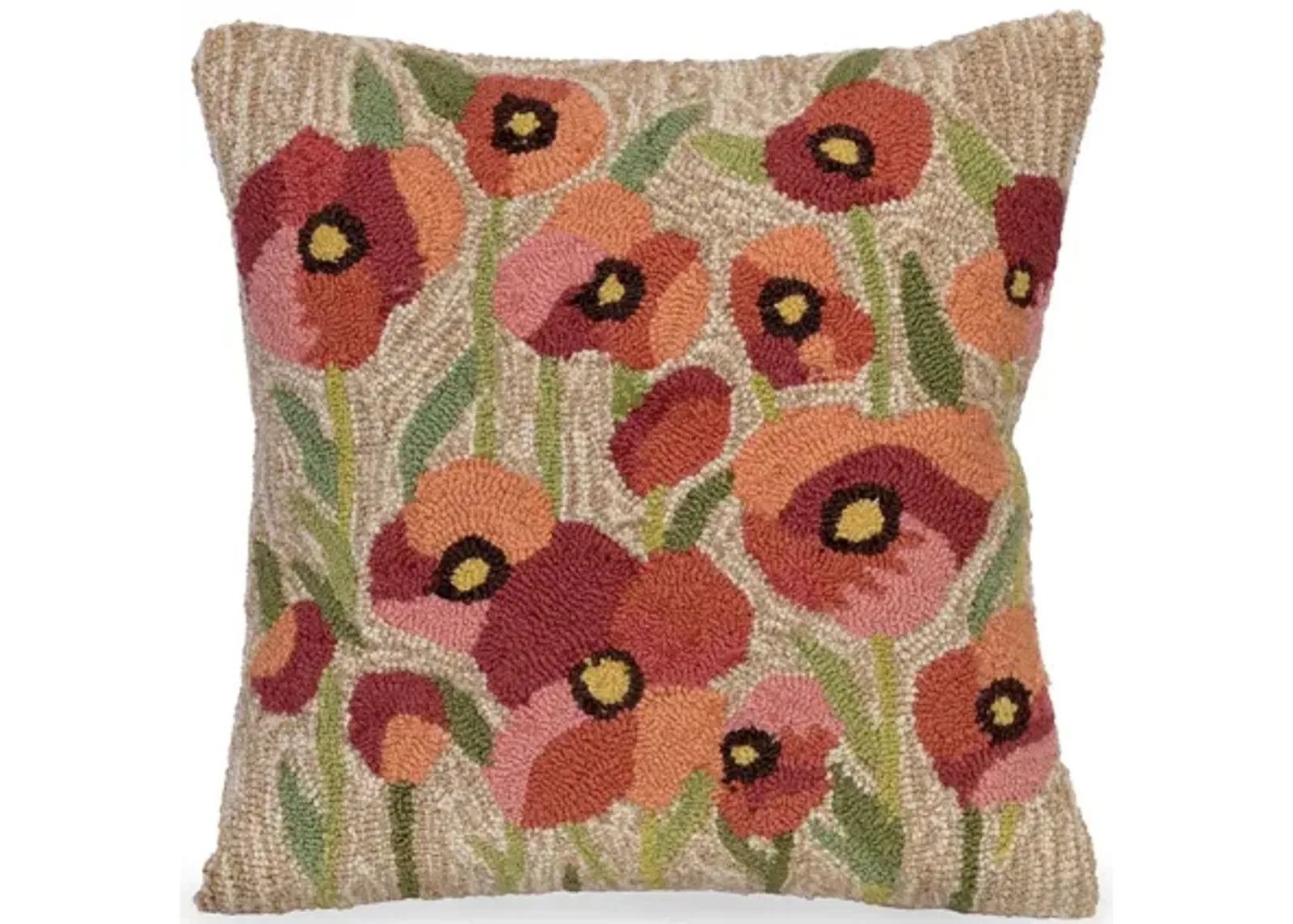 Liora Manne Frontporch Poppies Pillow in Natural by Trans-Ocean Import Co Inc