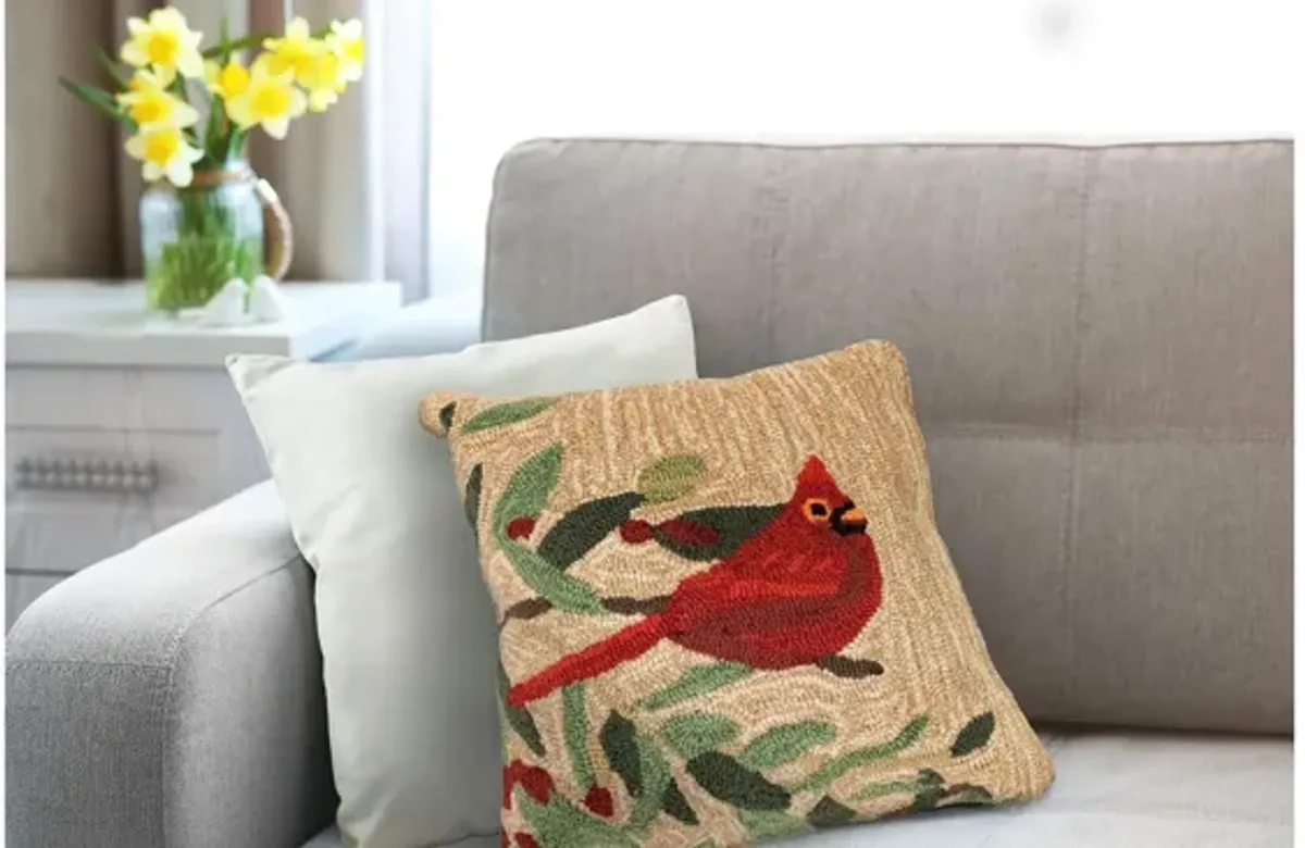 Liora Manne Frontporch Cardinal with Berries Pillow