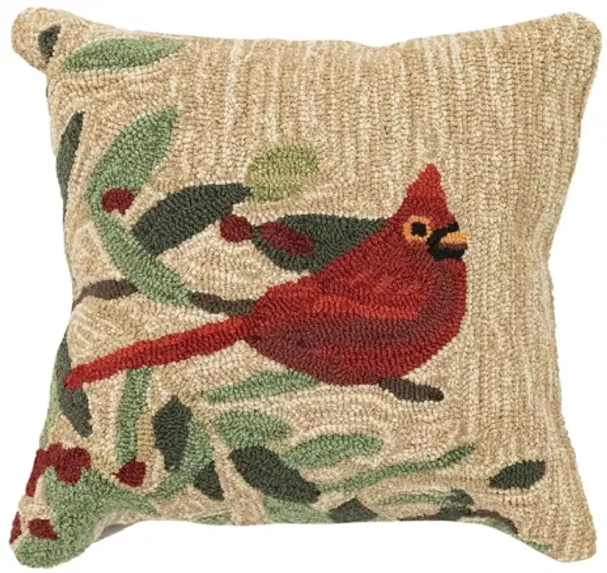 Liora Manne Frontporch Cardinal with Berries Pillow in Natural by Trans-Ocean Import Co Inc