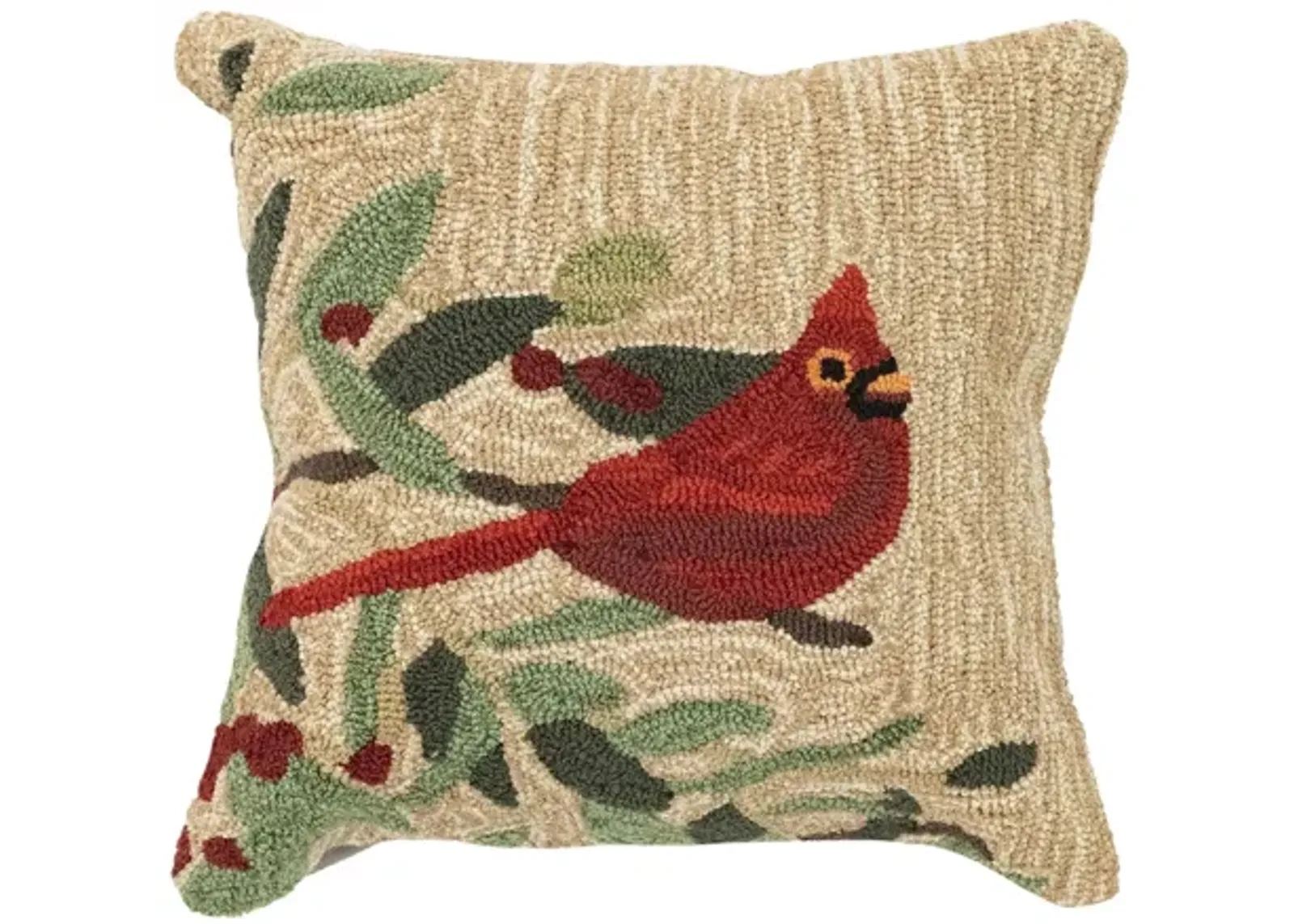 Liora Manne Frontporch Cardinal with Berries Pillow in Natural by Trans-Ocean Import Co Inc