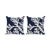 Liora Manne Frontporch Coral Pillow Set - 2 Pc. in Navy by Trans-Ocean Import Co Inc