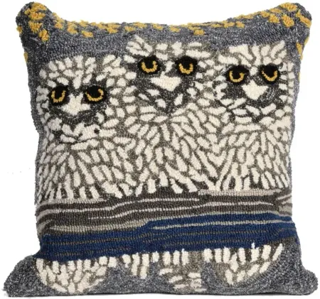 Liora Manne Frontporch Owls Pillow in Charcoal by Trans-Ocean Import Co Inc