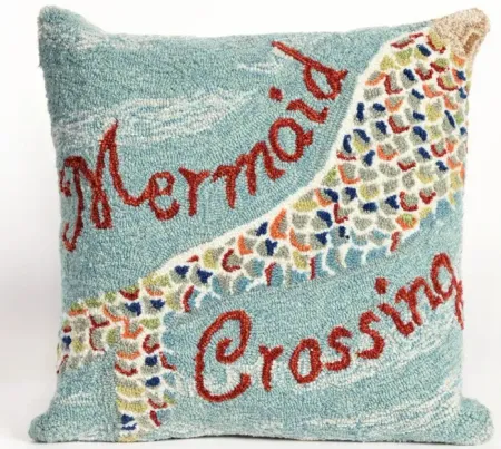 Liora Manne Frontporch Mermaid Crossing Pillow in Aqua by Trans-Ocean Import Co Inc
