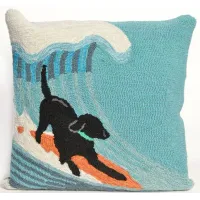 Liora Manne Frontporch Surfing Dog Pillow in Blue by Trans-Ocean Import Co Inc
