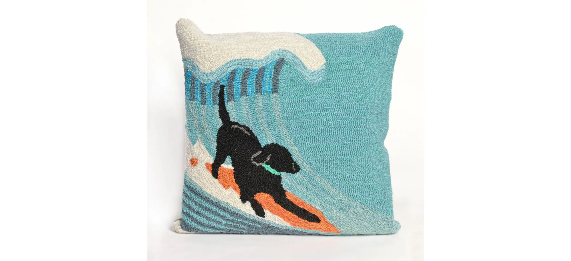 Liora Manne Frontporch Surfing Dog Pillow in Blue by Trans-Ocean Import Co Inc
