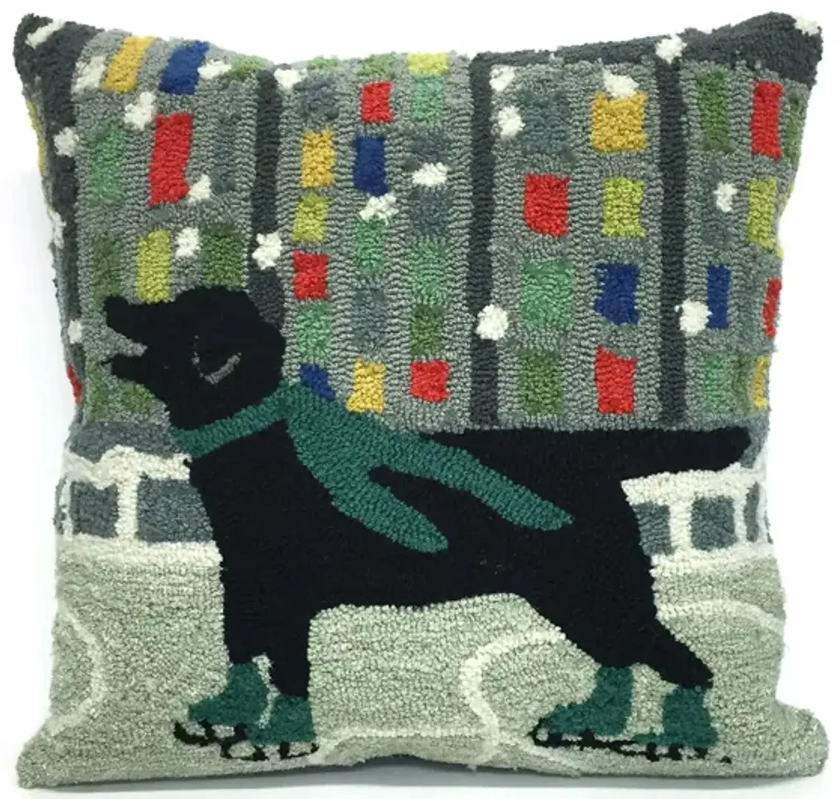 Liora Manne Frontporch Holiday Ice Dog Pillow in Green by Trans-Ocean Import Co Inc