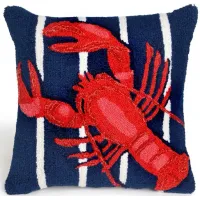 Liora Manne Frontporch Lobster On Stripes Pillow in Navy by Trans-Ocean Import Co Inc