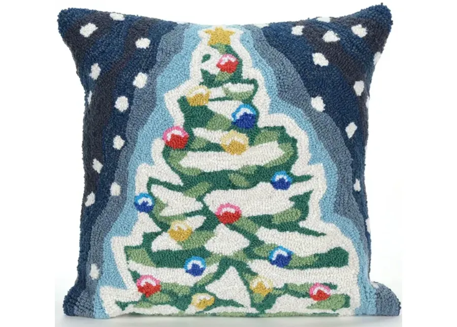 Liora Manne Frontporch Xmas Tree Pillow in Navy by Trans-Ocean Import Co Inc