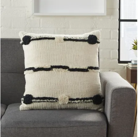 Mina Victory Connect The Dot Throw Pillow in Black Ivory by Nourison