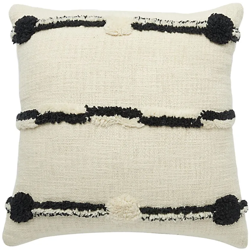 Mina Victory Connect The Dot Throw Pillow in Black Ivory by Nourison