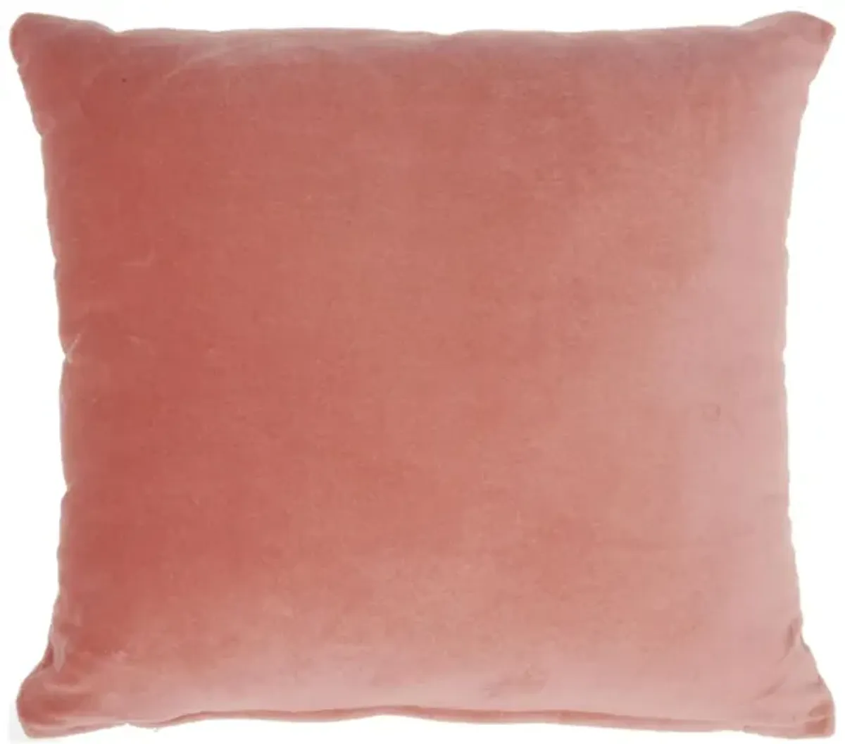 Nourison Solid Velvet Throw Pillow in Blush by Nourison