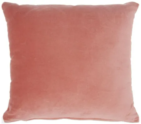 Nourison Solid Velvet Throw Pillow in Blush by Nourison