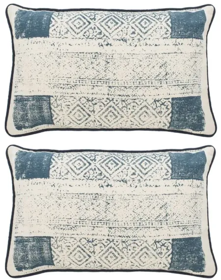 Taormina Lumbar Pillow set of 2 in Blue/Creme by Safavieh