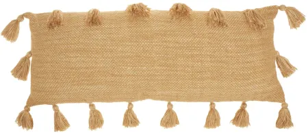 Mina Victory Woven With Tassels Rectangular Throw Pillow in Mustard by Nourison