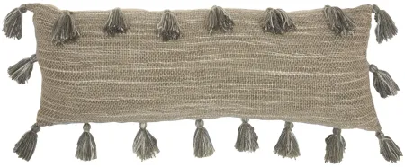 Mina Victory Woven With Tassels Rectangular Throw Pillow in Charcoal by Nourison