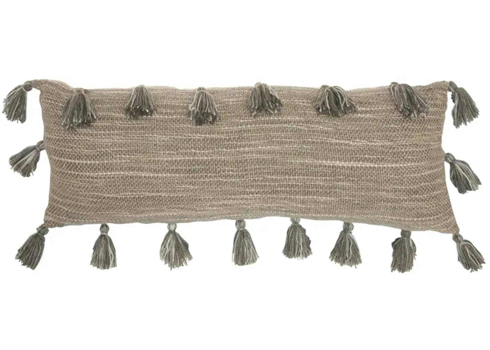 Mina Victory Woven With Tassels Rectangular Throw Pillow in Charcoal by Nourison