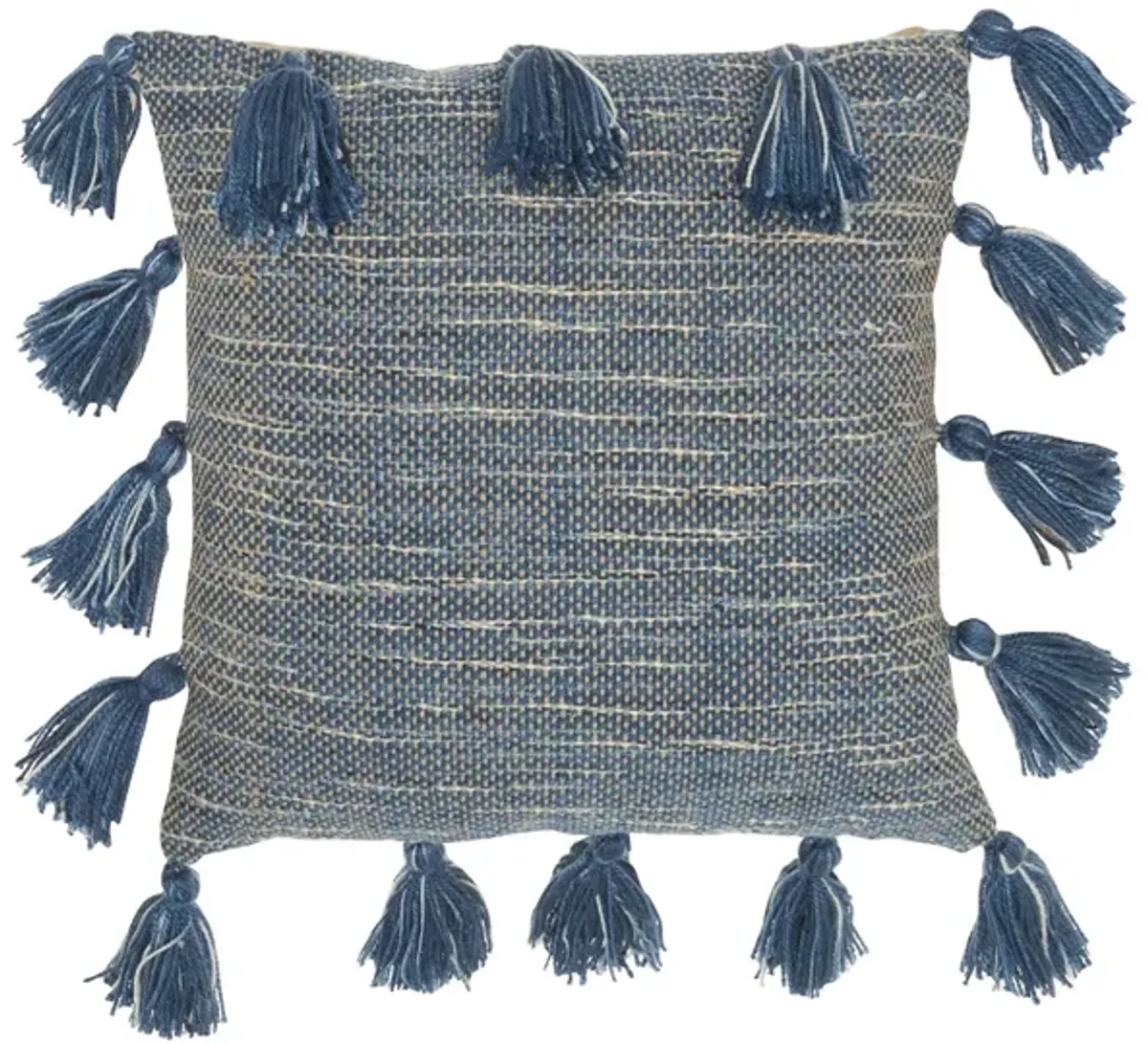 Mina Victory 18" Woven With Tassels Throw Pillow in Navy by Nourison