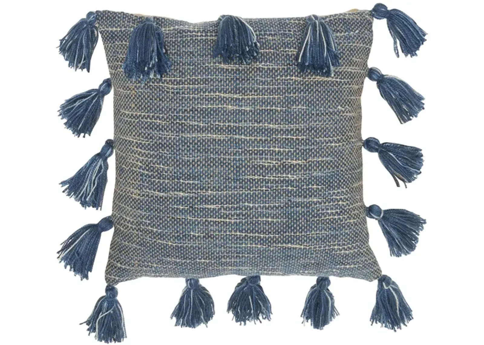 Mina Victory 18" Woven With Tassels Throw Pillow in Navy by Nourison