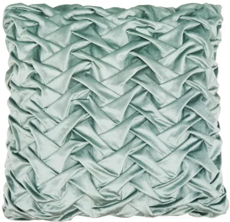 Nourison Velvet Pleated Waves Throw Pillow in Celadon by Nourison