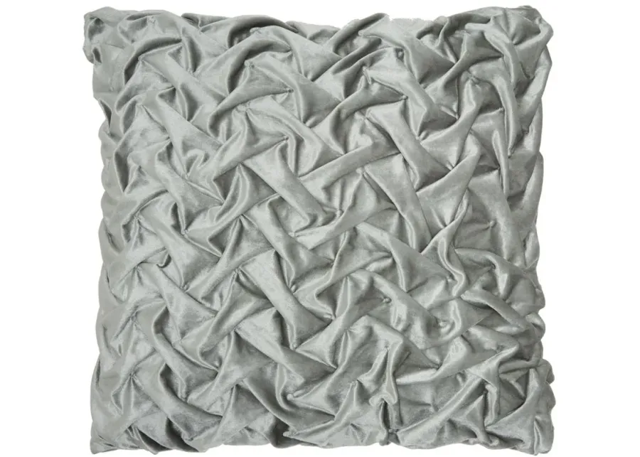 Nourison Velvet Pleated Waves Throw Pillow in Light Gray by Nourison