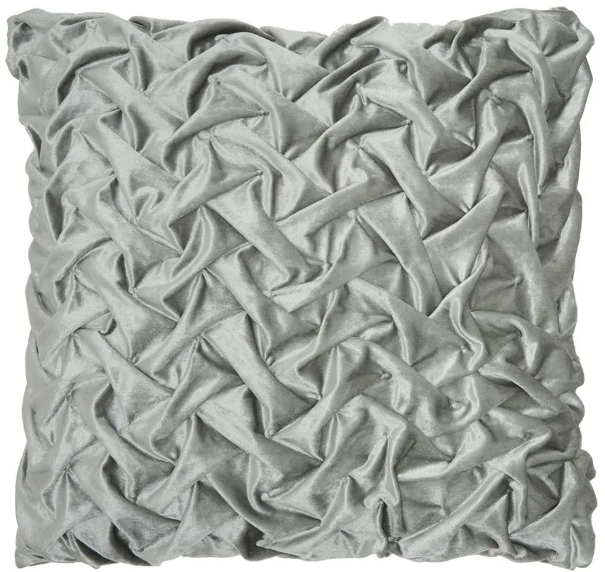 Nourison Velvet Pleated Waves Throw Pillow in Light Gray by Nourison