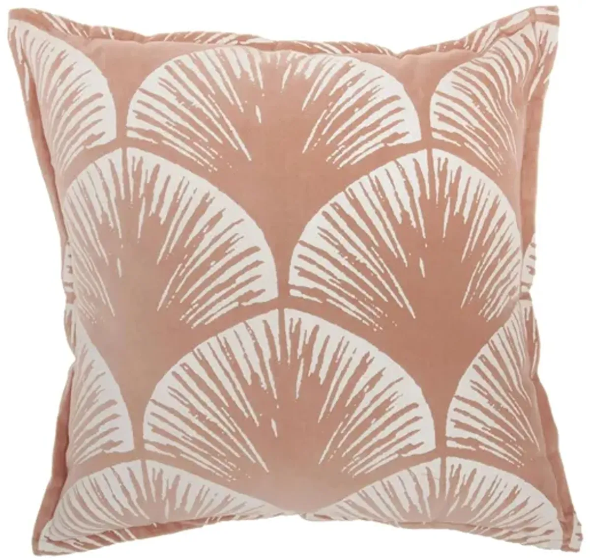 Mina Victory Velvet Scallops Coral Throw Pillow in Coral by Nourison