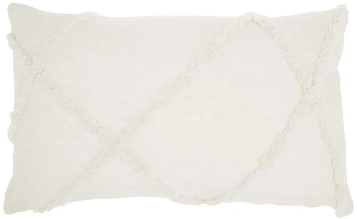 Mina Victory Diamond Rectangular Throw Pillow in White by Nourison