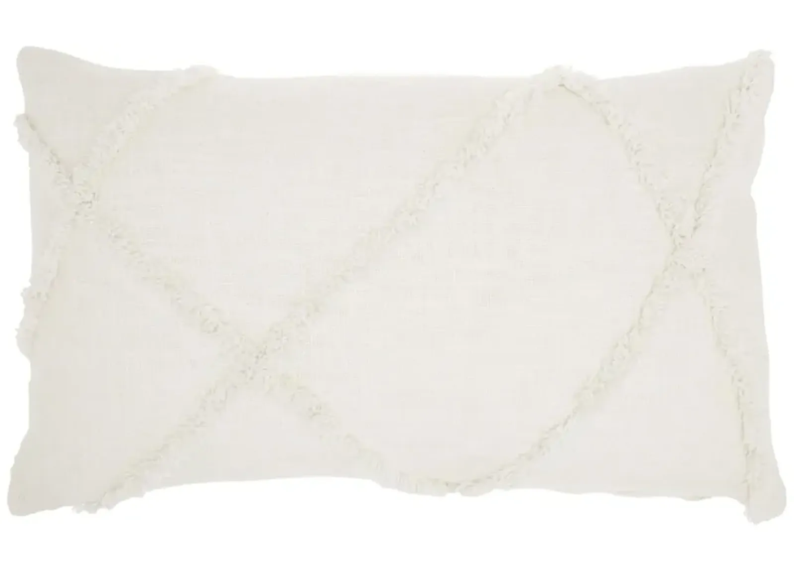 Mina Victory Diamond Rectangular Throw Pillow in White by Nourison