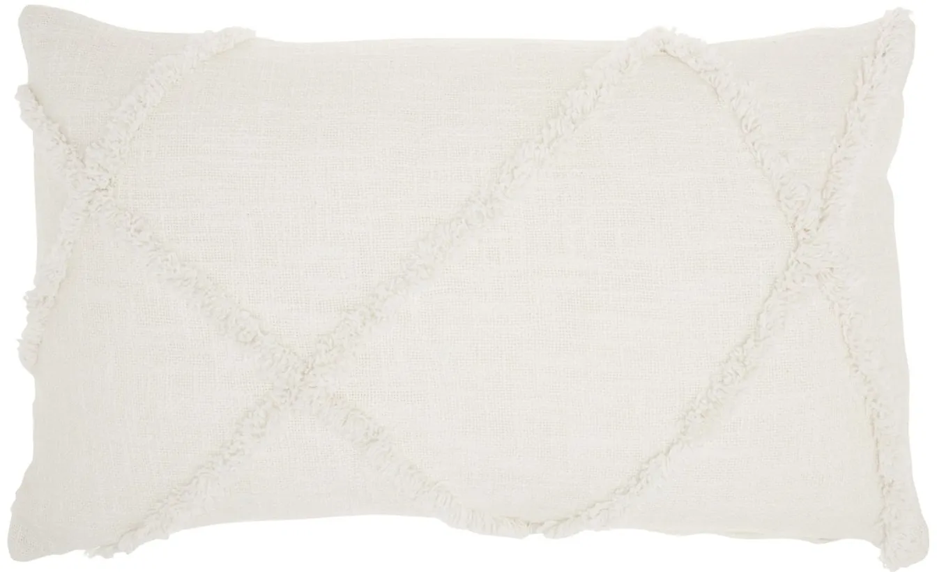 Mina Victory Diamond Rectangular Throw Pillow in White by Nourison