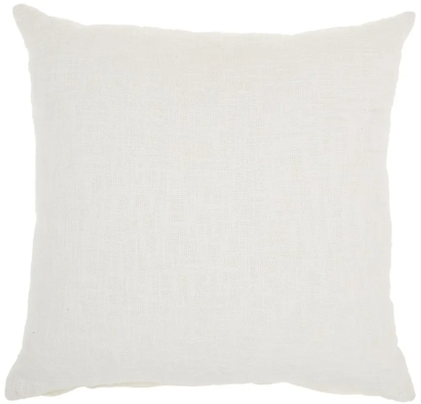 Mina Victory Solid Woven Cotton Throw Pillow in White by Nourison