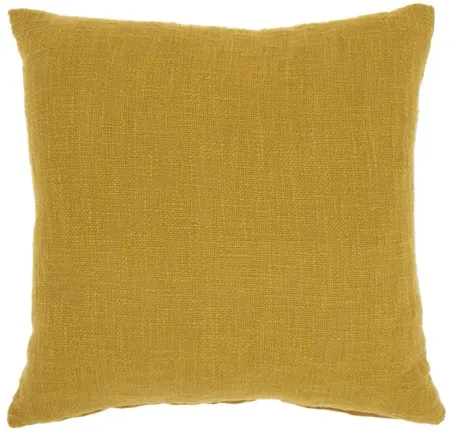 Mina Victory Solid Woven Cotton Throw Pillow in Mustard by Nourison