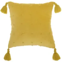Mina Victory Hand Knotted Velvet Yellow Throw Pillow in Yellow by Nourison