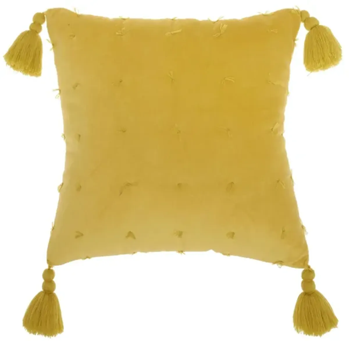 Mina Victory Hand Knotted Velvet Yellow Throw Pillow in Yellow by Nourison