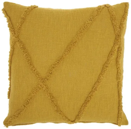 Mina Victory 24" Diamond Throw Pillow in Mustard by Nourison