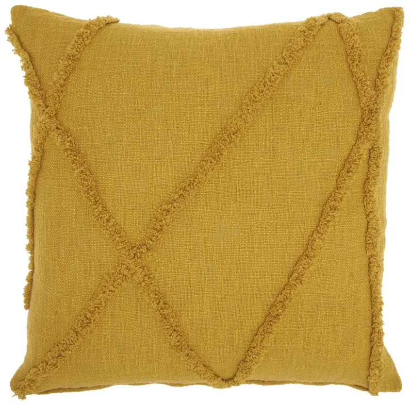 Mina Victory 24" Diamond Throw Pillow in Mustard by Nourison