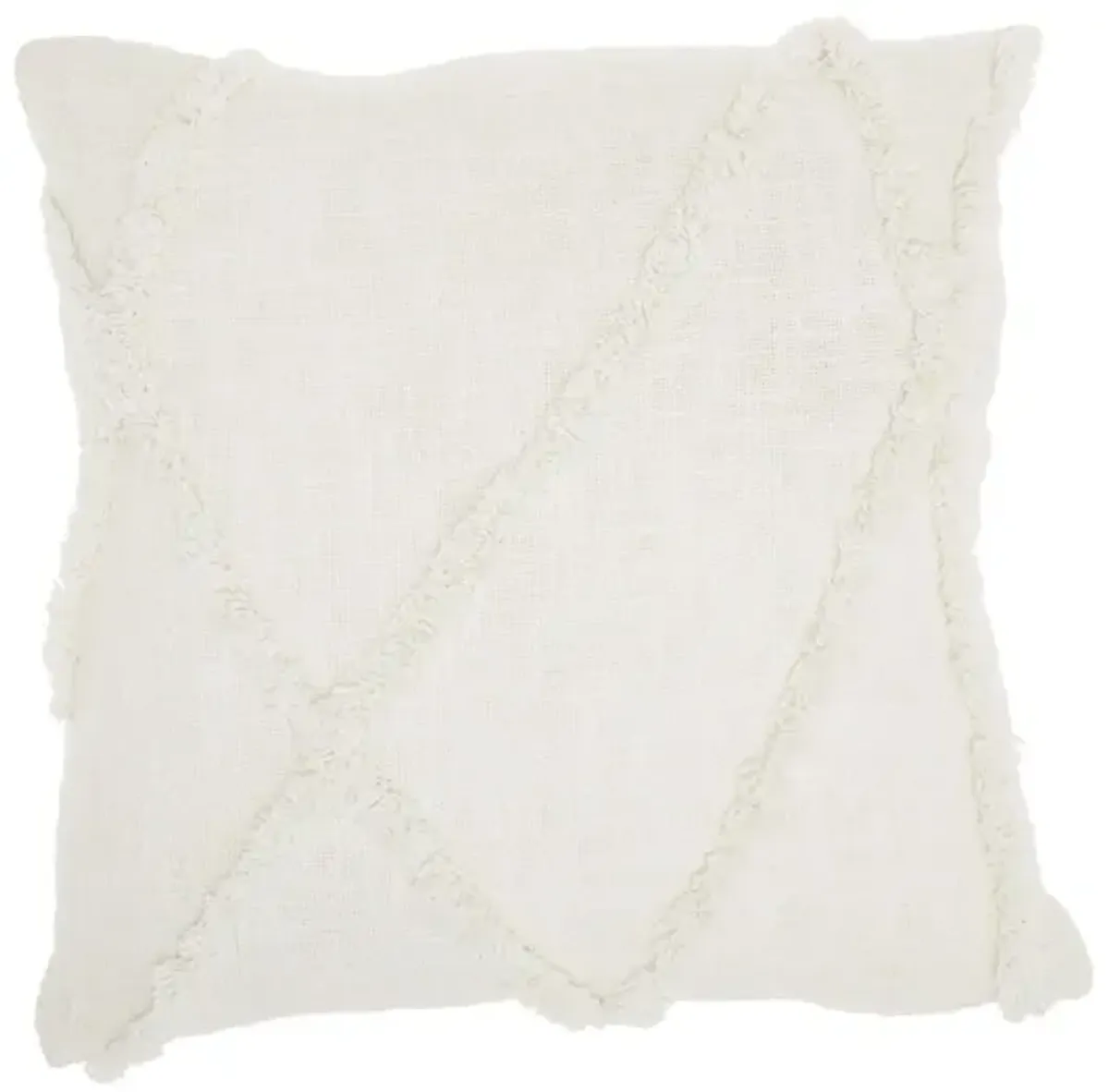 Nourison 18" Distressed Diamond Throw Pillow in White by Nourison