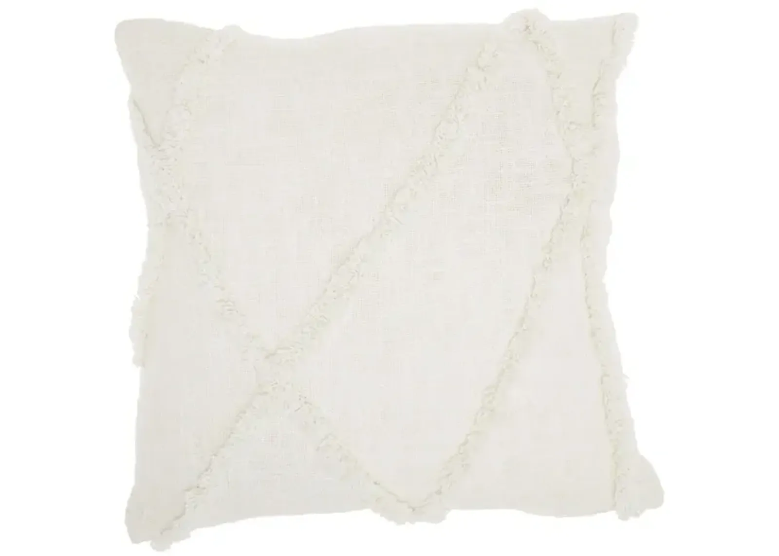 Nourison 18" Distressed Diamond Throw Pillow in White by Nourison