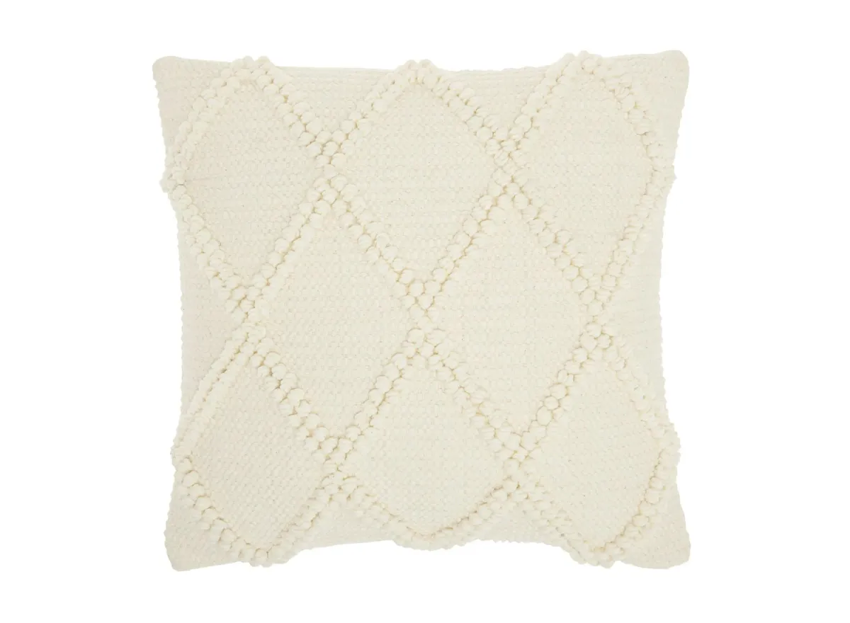 Mina Victory Diamond Lattice Throw Pillow in Ivory by Nourison