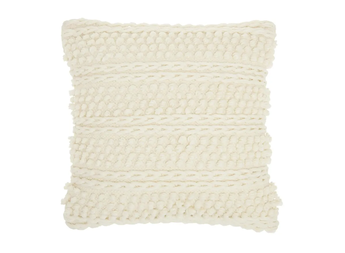 Mina Victory Woven Stripes Throw Pillow in Ivory by Nourison