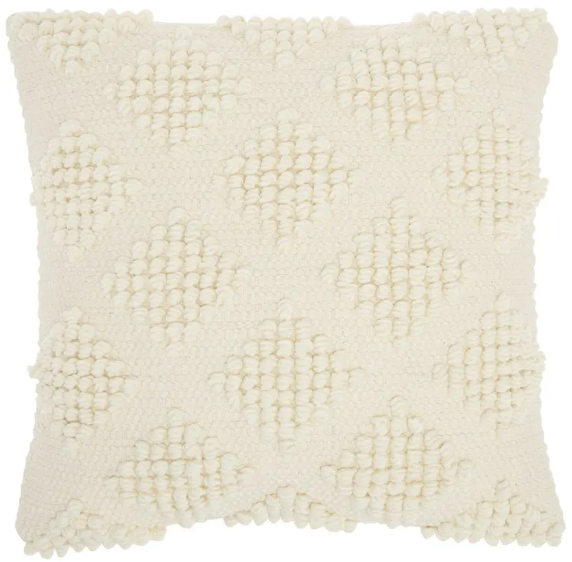 Mina Victory Woven Diamonds Throw Pillow in Ivory by Nourison