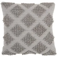 Mina Victory Woven Diamonds Throw Pillow in Light Gray by Nourison