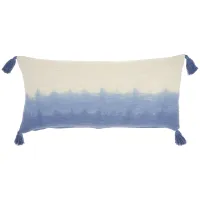 Mina Victory Ombre Blue Tassels Rectangular Throw Pillow in Blue by Nourison