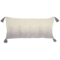Mina Victory Ombre Gray Tassels Rectangular Throw Pillow in Gray by Nourison