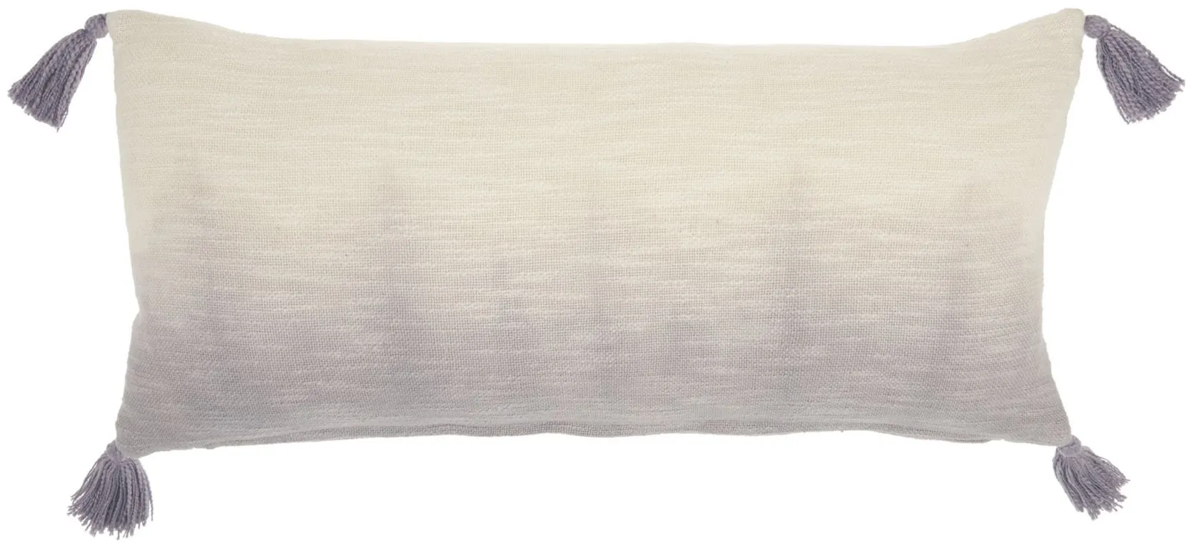 Mina Victory Ombre Gray Tassels Rectangular Throw Pillow in Gray by Nourison