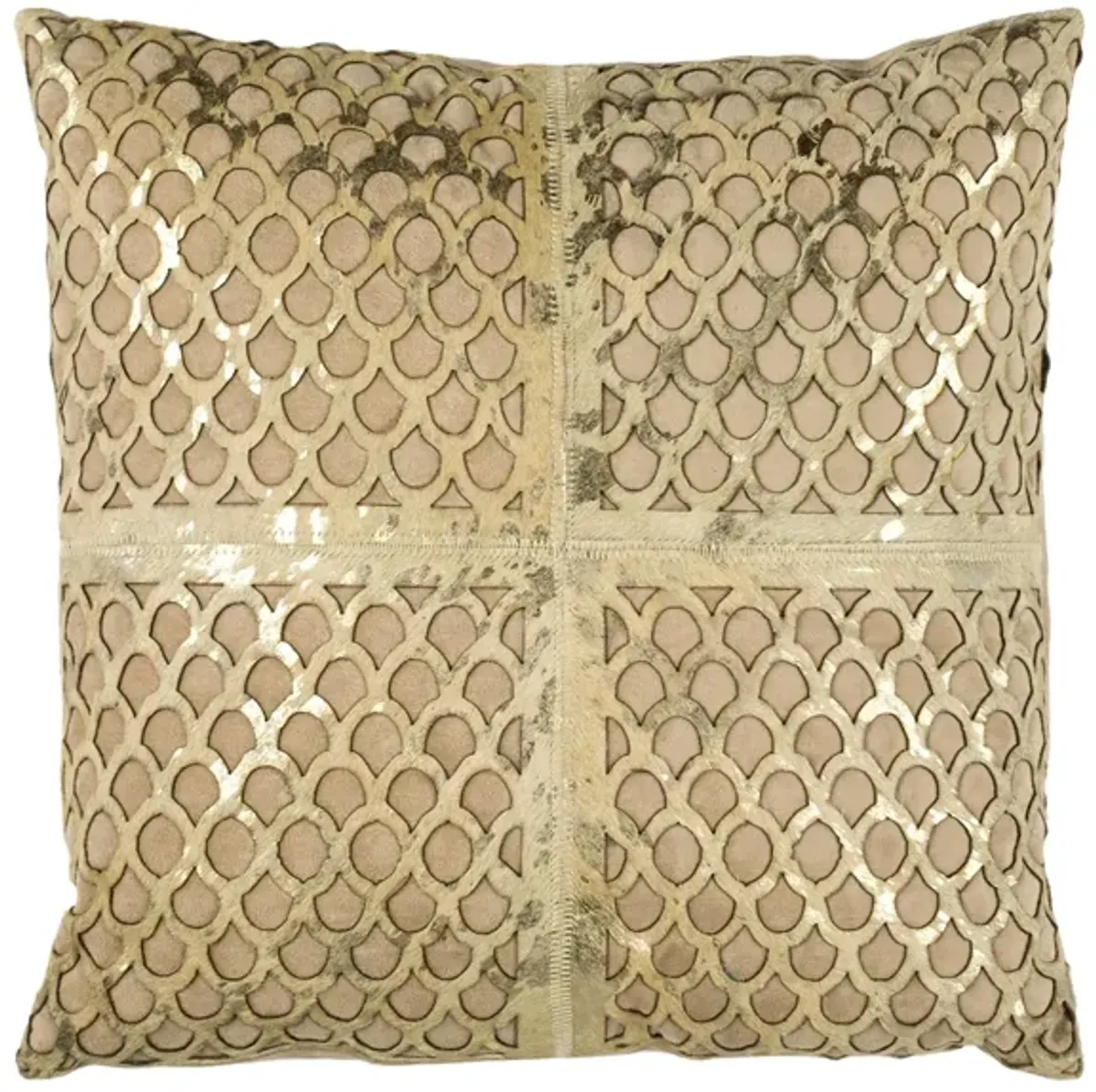 Metallic Throw Pillow in Gold / Beige by Safavieh