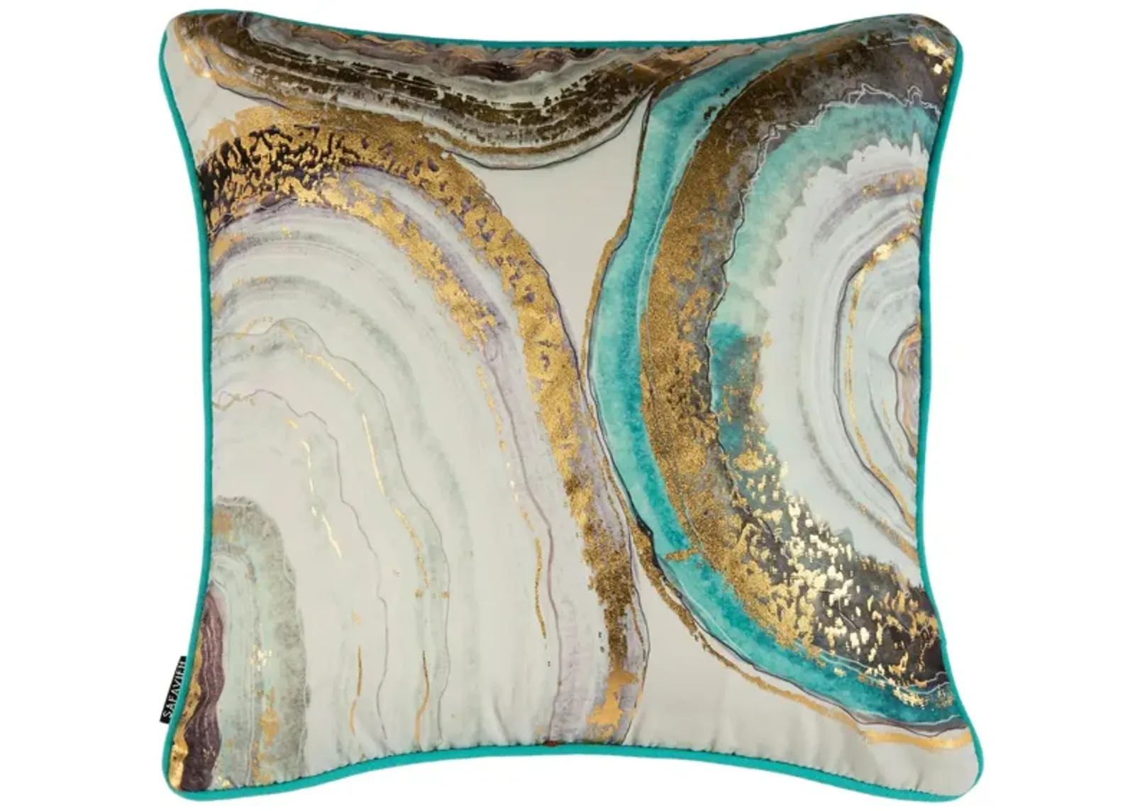 Abstract Throw Pillow in Blue / Gold by Safavieh