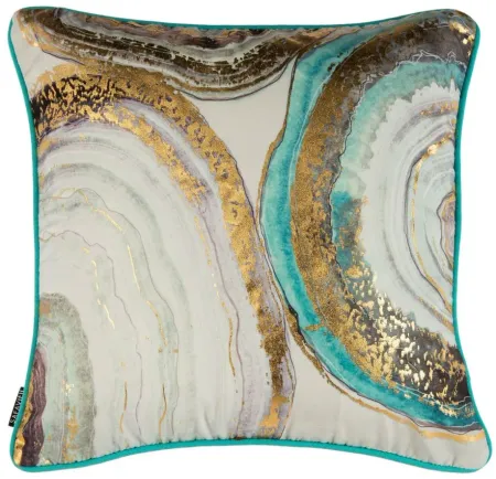 Abstract Throw Pillow in Blue / Gold by Safavieh