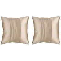Solid Pleated 22" Throw Pillow Set - 2 Pc. in Khaki by Surya