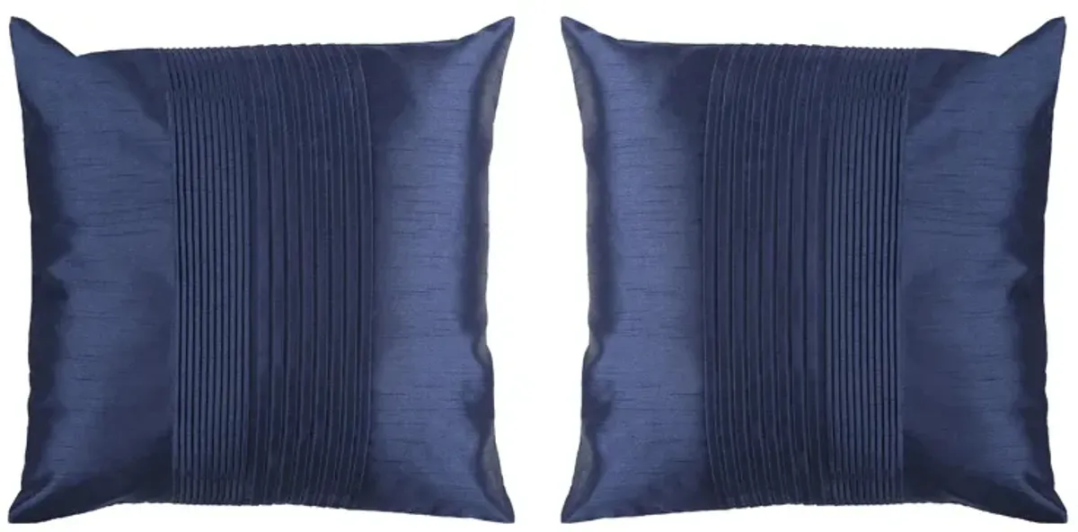 Solid Pleated 18" Down Throw Pillow Set - 2 Pc. in Navy by Surya