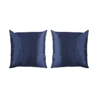 Solid Pleated 18" Down Throw Pillow Set - 2 Pc. in Navy by Surya